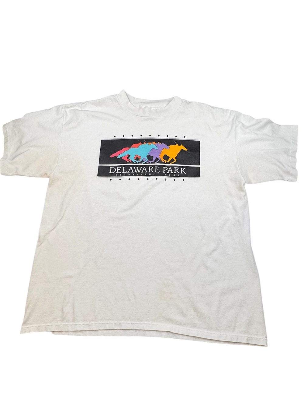 Vintage Miller Delaware Park T-Shirt Men’s XL Cream Crewneck Single Stitch Tee
